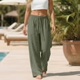 thumbnail image 5 of ANINEO Women Plus Size Linen Pants For Loose Fit Casual Drawstring Waist Elastic Ankle Trousers With Pockets Comfortable Breathable Summer Wide Leg Palazzo Solid Color Cozy Daily Female Slacks, 5 of 9