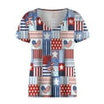 thumbnail image 4 of Summer Saving Wycnly Shirts for Women Short Sleeve V-Neck US Flag Print Summer Basic Tops 4th July Fashion Independence Day Graphics Loose Fit Pullover Blouses Dark Blue s, 4 of 4