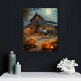 thumbnail image 4 of GooTPa Autumn Barn with Pumpkins, Crows and Horses Under Full Moon Canvas Wall Art, Canvas Prints Wall Art for Living Room Bathroom Bedroom Office, Art Print Painting for Home Decorations - 16x20in, 4 of 5