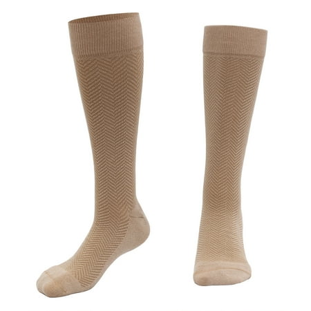 Graduated Compression Chevron Dress Socks for Men & Women | MDSOX 15-20 mmHg | (Beige, Small) - Best Choice, Ideal for Everyday Use, Travel, Maternity Pregnancy, Nursing, Circulation &
