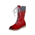 thumbnail image 2 of Bnwani Women Boots Knee High Boots Pile Toe Thick Knee-High Leather Suede Boot Red Size 4.5, 2 of 7
