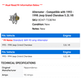 thumbnail image 2 of Alternator - Compatible with 1993 - 1998 Jeep Grand Cherokee 5.2L V8 1994 1995 1996 1997, 2 of 2