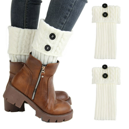 TSV Women Winter Warm Crochet Knitted Boot Cuff Sock Short Leg Warmer