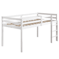 thumbnail image 6 of Tcbosik Twin Size Loft Bed, Wood Bed Frame with Ladder and Safety Guardrail, Easy Assembly, White, 6 of 9