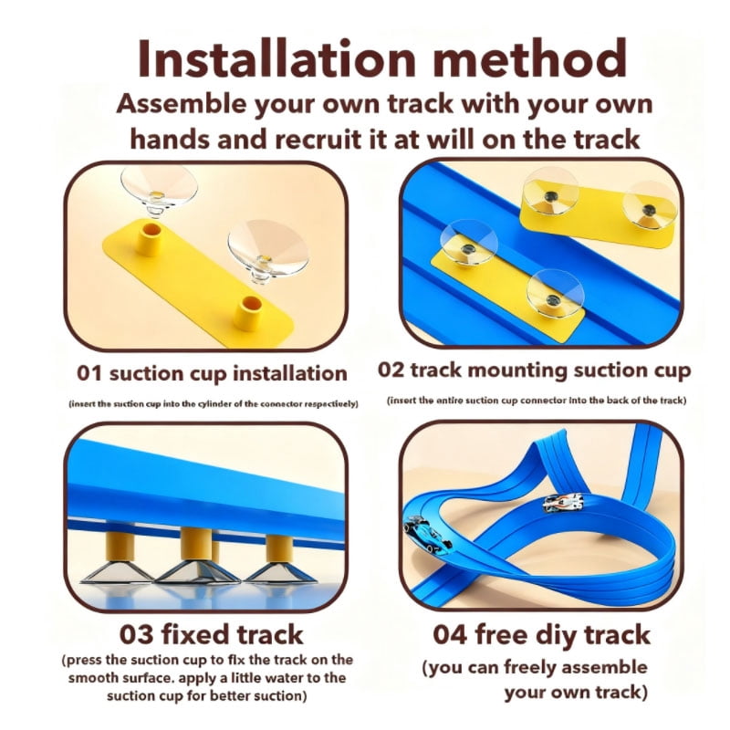 FlexTrack 3000 Flexible Race Car Track for Kids Toy with Suction Cups Compatible with Hot Wheels and Diecast 1/64th Cars and More 13 Feet Long Rolls Up Portable Racetrack