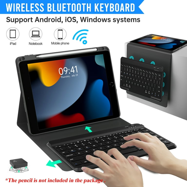 Keyboard Case for iPad 9th/8th/7th Gen 10.2 inch, iPad Air 3rd, Pro 10.5 - No Backlite Keyboard, Detachable Magnetic Protective Cover, Pencil Holder, Keyboard Case for iPad 9th/8th/7th Gen 10.2 inch, iPad Air 3rd, Pro 10.5 - No Backlite Keyboard, Detachable Magnetic Protective Cover, Pencil Holder,