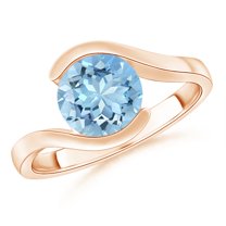 ANGARA Natural Semi Bezel-Set Solitaire Round 1.6 ct Aquamarine Bypass Ring in 14K Rose Gold for Women (Size-8mm) | March Birthstone, Anniversary, Jewelry Gift for Women | Natural Aquamarine Ring