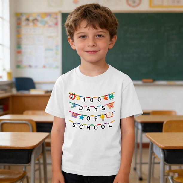 Blusas y camisas de manga corta con cuello redondo para niños y niñas, camisetas gráficas de manga corta, blusas con estampados bonitos para la temporada escolar.