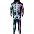 thumbnail image 2 of Skeleton Jumpsuit Halloween Costume for Women Men, Unisex Adult Skeleton Onesie Pajamas Cosplay Party 2026, Cozy One Piece Outfit, 2 of 5