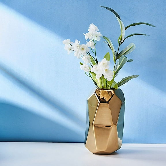 BalsaCircle 2 Gold 6" Geometric Cylinder Ceramic Vases Centerpieces Wedding Party Catering Decorations