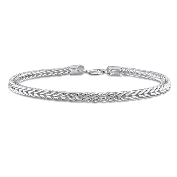 Everly Women's 4.2mm Fancy-Cut Sterling Silver Foxtail Chain Bracelet