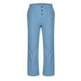 thumbnail image 2 of FcBaudy Full Length Pants Man Linen Solid Color Button Pockets Trousers Man Polyester Trousers, 2 of 5