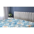 thumbnail image 5 of Ambesonne Ethnic Fitted Sheet, Folk Art Ikat Pattern Floral, King Size, Sky Blue Orange and White, 5 of 5