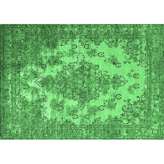 Ahgly Company Indoor Rectangle Oriental Emerald Green Industrial Area Rugs, 2' x 3'