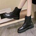 thumbnail image 4 of NECHOLOGY Botas Mujer Zapatos Botines para mujer Botines de de otoño e invierno para mujer, suela gruesa, tacón bajo, antideslizante, punta redonda, con cordones, estilo informal (Black, 7.5), 4 of 7