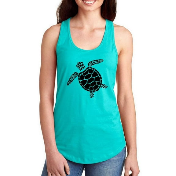 Sea Turtle Stencil Silhouette Racerback Tank Women -Image by Shutterstock, Female x-Large
