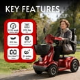 thumbnail image 5 of Heavy-Duty 4 Wheel Mobility Scooters for Adults, 800W All Terrain Mobility Scooters For Seniors, Supports +300 Lbs, Handicap Electric Scooter With Seat, Long Range Up to 21 Miles, (NINA-Red), 5 of 7