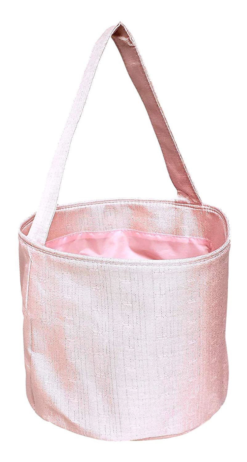 Girls Shimmer Fabric Easter Egg Basket Bucket Tote Bag Gift for Kids Pink Purple - Can be Personalized Purple