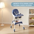 thumbnail image 3 of Portable Baby High Chair with Lockable Wheels, Multi-Use Toddler Feeding Chair, Easy to Clean Highchair with Toy Storage Basket, Blue, 3 of 6