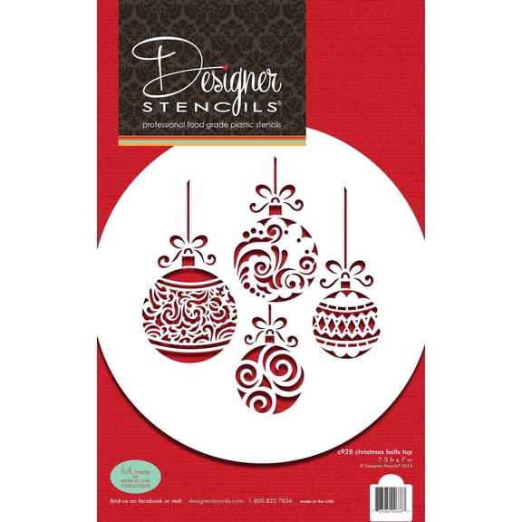 Christmas Balls Cake Stencil Top by Designer Stencils