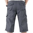 thumbnail image 3 of Mens 3/4 Long Length Elasticated Shorts Waist Cargo Combat Three Quarter Pants, 3 of 4
