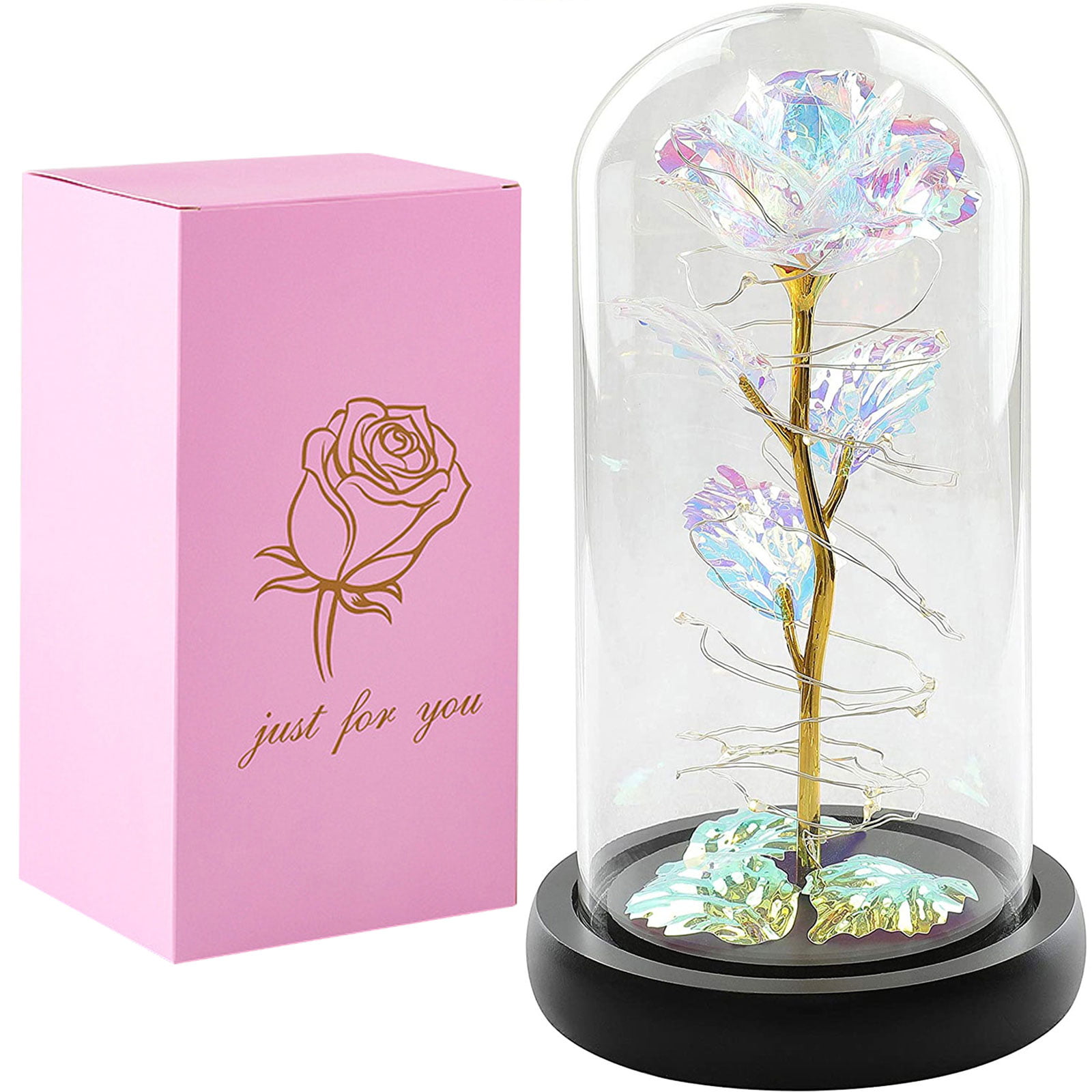Details about   Rose In Glass Dome Beauty And The Beast Enchanted LED Light Valentine's Day Gift 