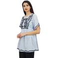 thumbnail image 6 of Phagun Women's Summer Aari Work Blue Handkerchief Sleeve Cotton Tunic Top-4, 6 of 9
