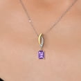 thumbnail image 3 of Gem Stone King 925 Silver and 10K Yellow Gold Purple Amethyst and Lab Grown Diamond Pendant Necklace for Women | 0.98 Cttw | Gemstone February Birthstone | Octagon 7X5MM | With 18 inch Chain, 3 of 6