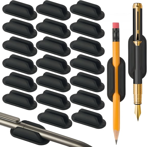 CCOCC 20 Pcs Adhesive Pencil Holders, Silicone Marker Organizer for Desk and Notebook, Reusable Classroom Teacher Supplies