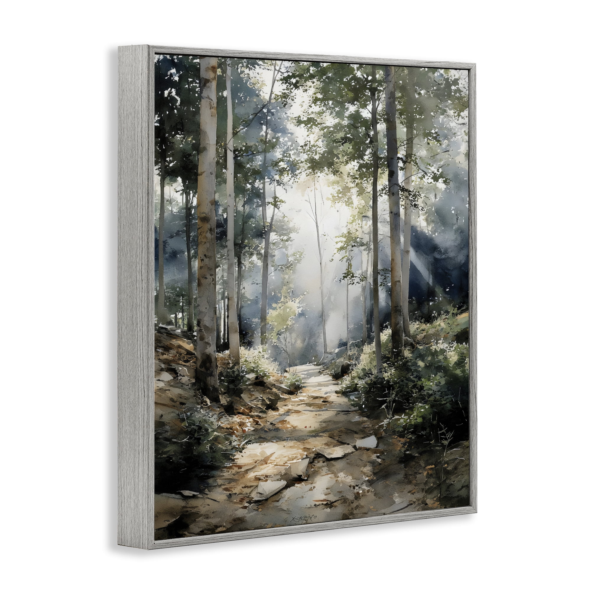 Stupell Industries Through The Woods Pathway Gray Framed Giclee Art, design by Franklyn Gregory