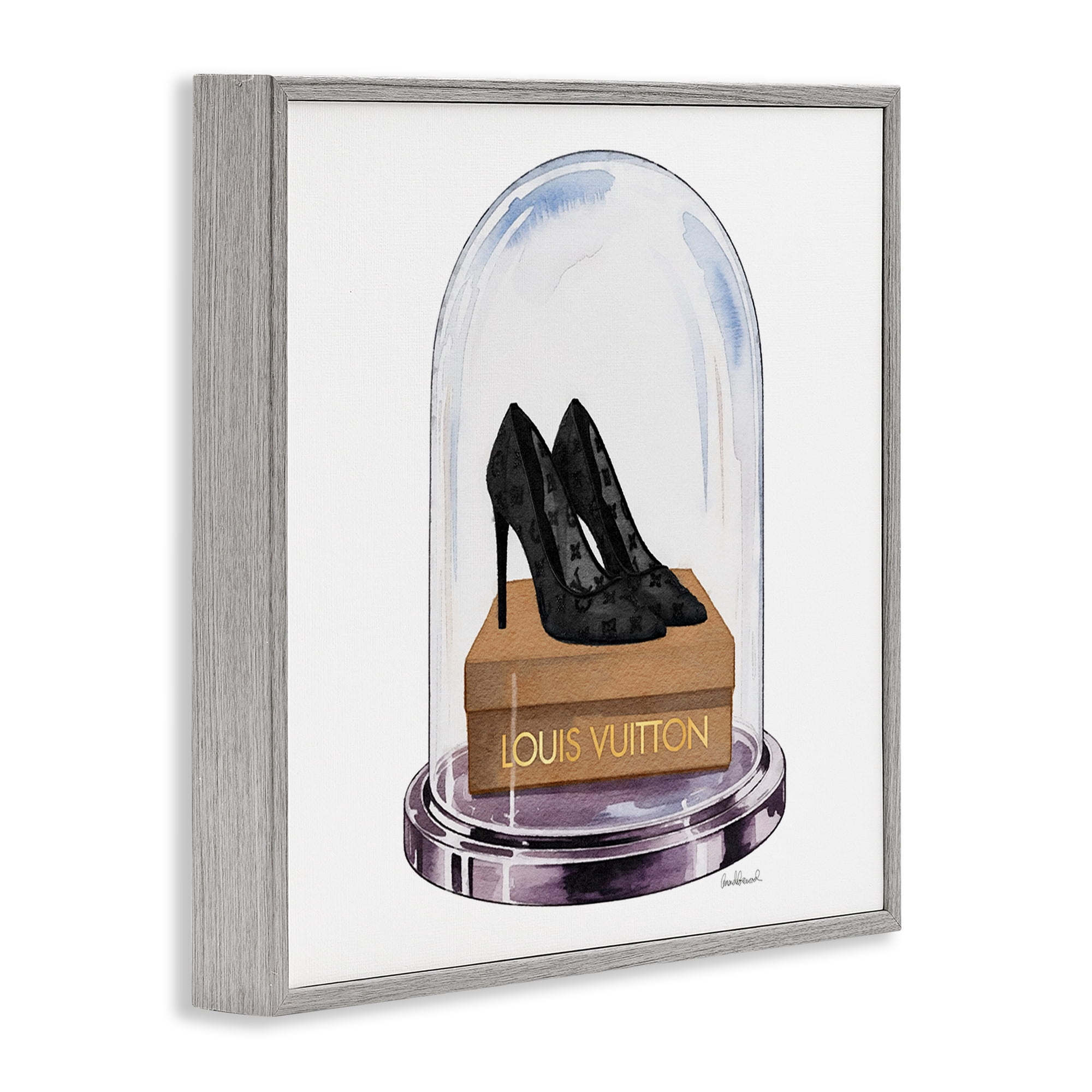 Stupell Industries Black Heels in Bell Jar Gray Framed Giclee Art, design by Amanda Greenwood