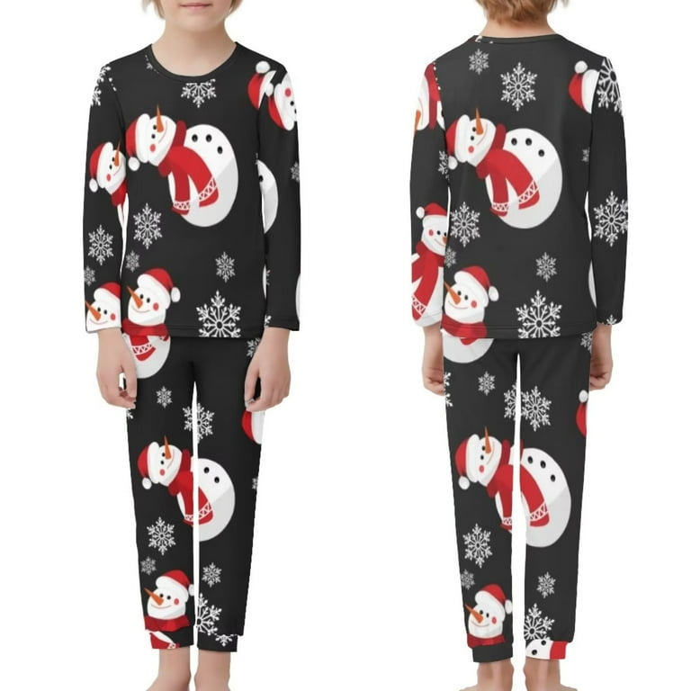 Renewold Loose Fit Pajamas Nightgown for 11 12Y Kids Christmas Snowman Snowflake Fall Winter Outfits Tops Pants with Pockets Set f 2 Skin Friendly