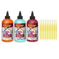 Unicorn SPiT Gel Stain & Glaze Paint in One - 8oz Calypso Collection - Phoenix Fire, Pixie Punk Pink, & Zia Teal with 10 TreBBies Fine Detail Sticks