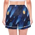 thumbnail image 2 of Women's Silk Pajama Shorts Blue Outer Space Pajama Shorts Women's Casual Pajama Shorts with Pockets, 2 of 6