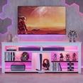 thumbnail image 6 of Bestier 63" Tall TV Stand with LED Lights, Entertainment Center for TV up to 70 inch, TV Console with Storage & Adjustable Shelves in White Carbon Fiber, 6 of 9