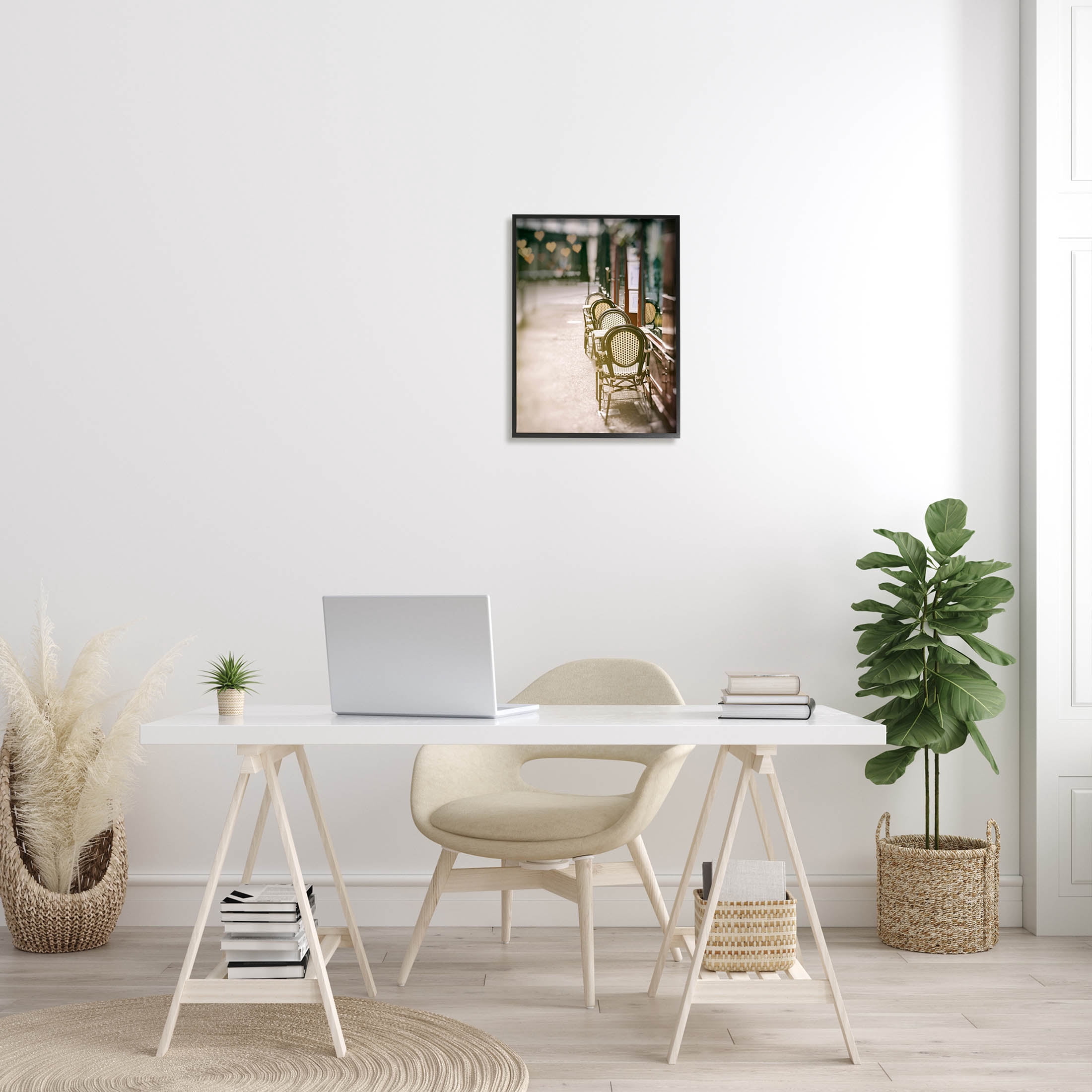 Outdoor Town Cafe Seats Town & City Photograph Black Framed Art Print Wall Art