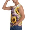 thumbnail image 3 of Lsque Daisy Sunflower Lazy Cat Print Men's Cotton Blend Sleeveless Muscle Shirts (S-3XL)- Moisture Wicking, Odor Protection, UPF 30+,Large, 3 of 8