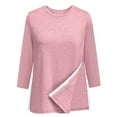 thumbnail image 4 of Hinvhai Surgery Shirts for Women Tear Away 3/4 Tops After Rotator Cuff Shirts Chemo Port Adaptive Clothing Pink M(M), 4 of 6