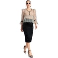 thumbnail image 6 of J'lene Top - Women's 3/4" puff sleeve mesh top with flocked polka dots & peplum hem., 6 of 6