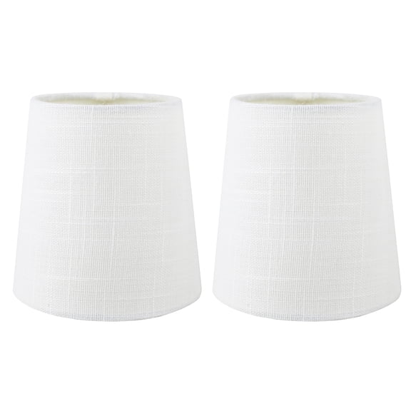 Meriville Set of 2 Off White Linen Clip On Chandelier Lamp Shades, 3.5-inch by 4.5-inch by 4.5-inch