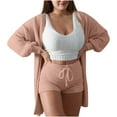 thumbnail image 1 of Conjuntos de ropa interior de 3 piezas para mujer, conjunto de 3 piezas de mangas largas lisas informales suaves de felpa Wmkox8yi bvn2359, 1 of 6