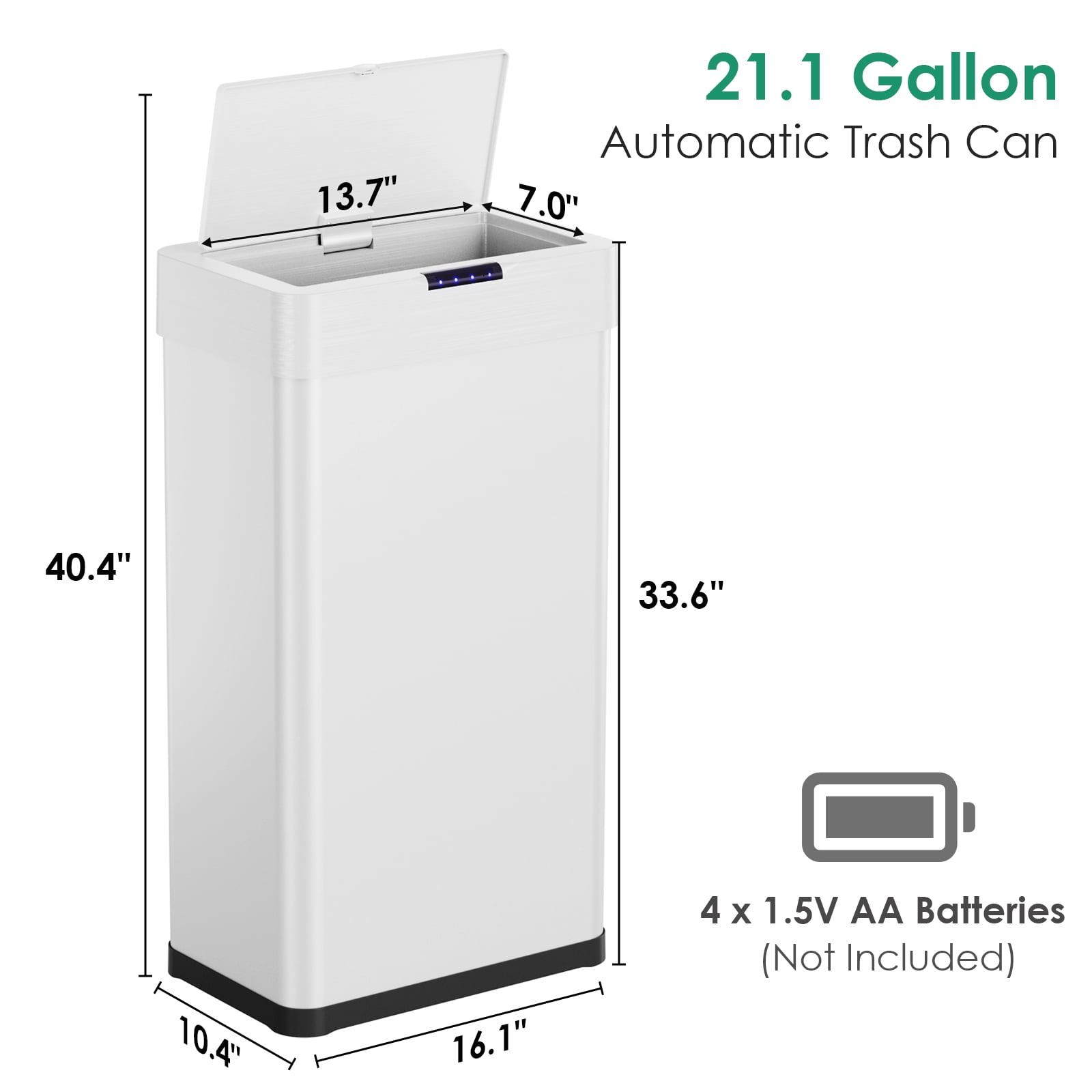 Arlopu 21.1 Gal Automatic Trash Can Touchless Motion Sensor Trash Can with Soft-Close Lid Stainless Steel