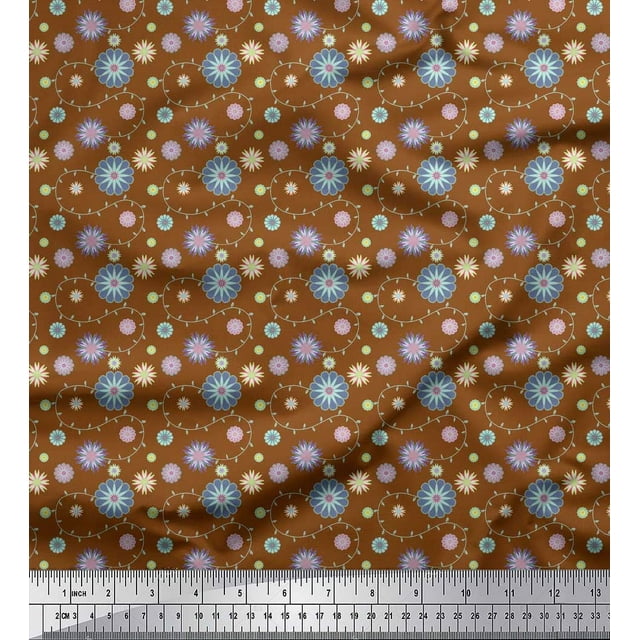 Soimoi Poly Georgette Fabric Artistic Floral Printed Craft Fabric by the Yard 52 Inch Wide