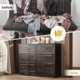 thumbnail image 5 of Fameill Dresser for Bedroom, 6 Drawer Wide Dressers Organizer with Charging Station for Hallway with Metal Handles, Dark Brown, 5 of 7