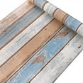 thumbnail image 3 of Home Cal Wood Peel and Stick Wallpaper - Roll Waterproof Self-Adhesive Contact Paper Removable Shelf Paper PVC Wall Paper Covering - 1.48x16.4ft - Blue Brown(Plastic Scraper Included) 2 Pack, 3 of 6