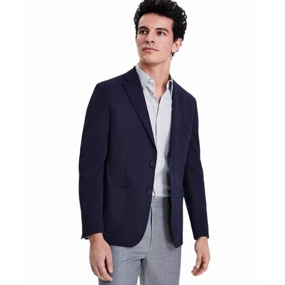 Calvin Klein Mens Slim fit Sport Coat Blazer 44 R Navy Blue Solid Stretch