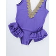 thumbnail image 7 of iEFiEL Kids Girls Halloween Showman Costume Sleeveless Mesh Splice V Back Leotard Lavender 8, 7 of 7
