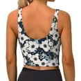thumbnail image 3 of Naloa Floral Flowers Blue Sports Bras for Women, High Support Bra with Removable Pads, Comfortable - Medium, 3 of 9