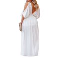 thumbnail image 4 of Women‘s Summer Split Maxi Dress Off Shoulder Deep V Neck Solid Color Mid Sleeve Loose Evening Party Dress, 4 of 6