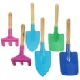 thumbnail image 1 of 6PCS Children Garden Tool Iron Shovel Trowel Rake with Wooden Handle for Kids Child Girl, 1 of 9